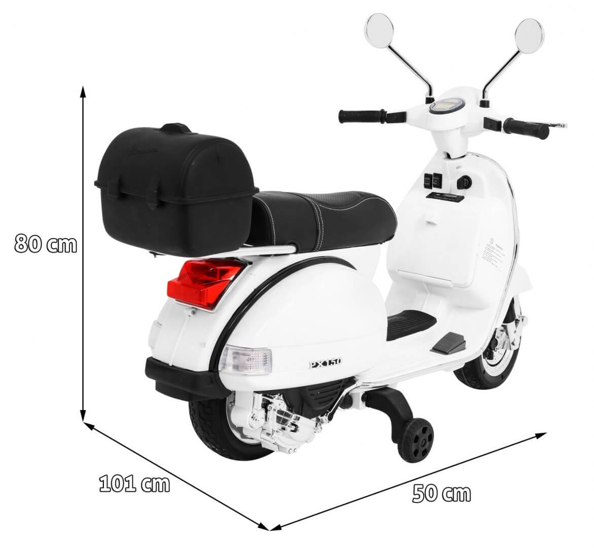 Motocicleta electrica pentru copii Scuter Vespa 12V 70W (PX150) Alb - Autokids.ro - poza 2