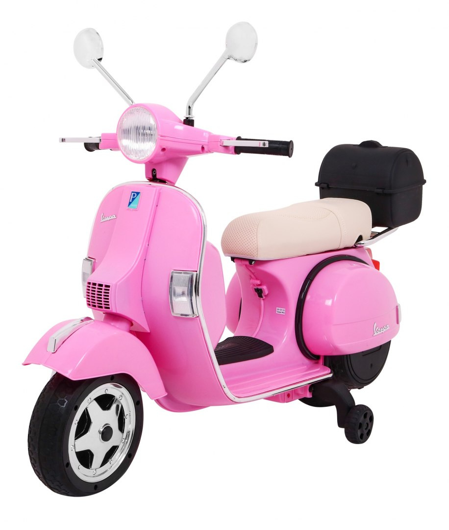 Motocicleta electrica pentru copii Scuter Vespa 12V 70W (PX150) Roz - Autokids.ro - poza 1