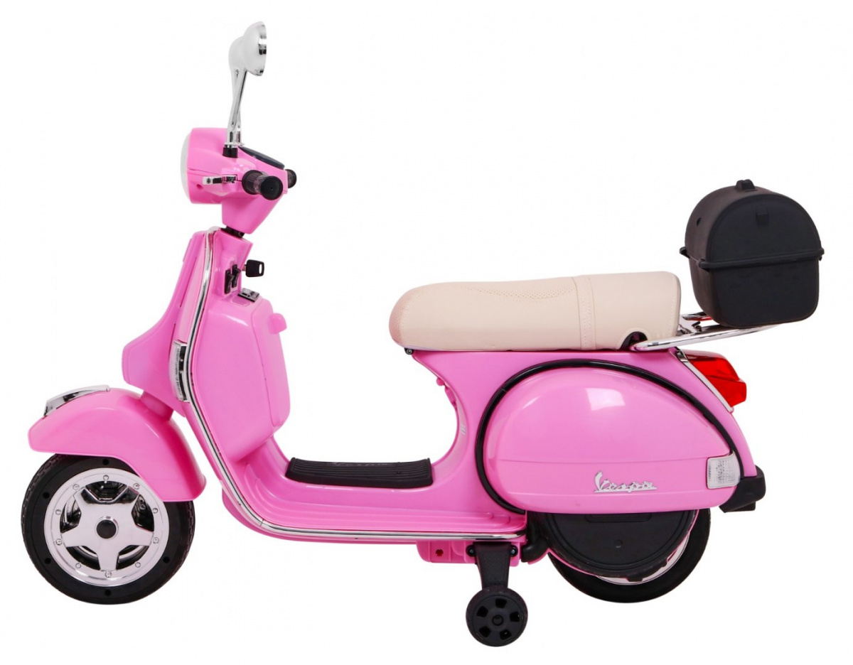 Motocicleta electrica pentru copii Scuter Vespa 12V 70W (PX150) Roz - Autokids.ro - poza 3
