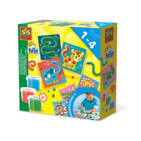 My first - Set creativ copii cu plastilina si cartonase cu animale - poza 1