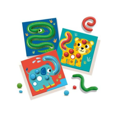 My first - Set creativ copii cu plastilina si cartonase cu animale - poza 3