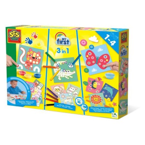 My first - Set pictura cu degete, colorare si lipirea formelor 3 in 1 - poza 1