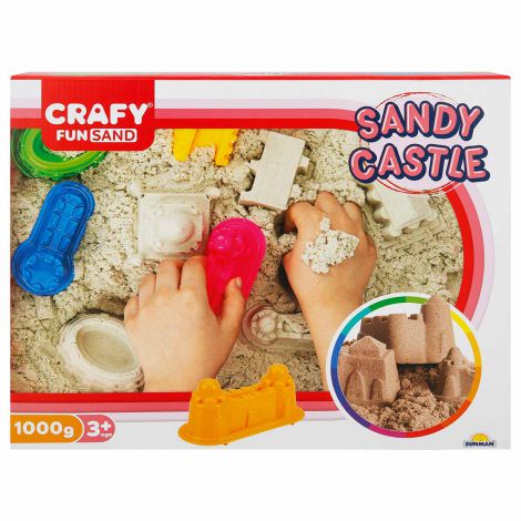Nisip senzorial modelabil Fun Sand 1000 gr cu tavita si sabloane Castel CRAFY CFS00002787 - poza 1