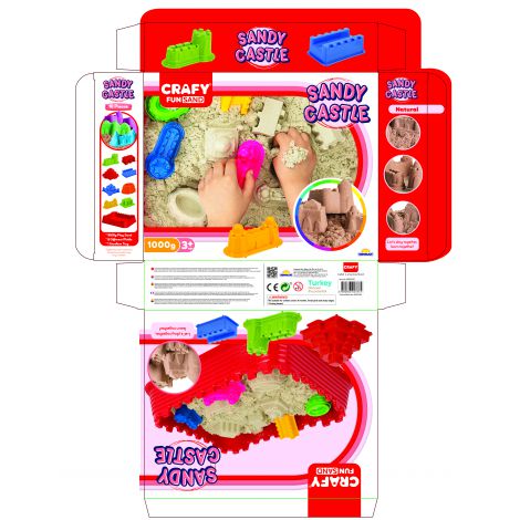 Nisip senzorial modelabil Fun Sand 1000 gr cu tavita si sabloane Castel CRAFY CFS00002787 - poza 2