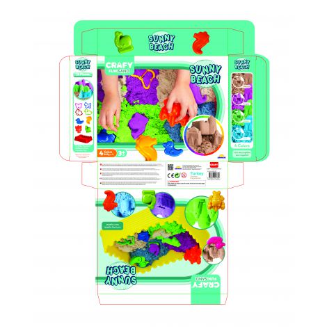 Nisip senzorial modelabil Fun Sand 1000 gr cu tavita si sabloane La Plaja CRAFY CFS00002788 - poza 2