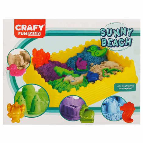 Nisip senzorial modelabil Fun Sand 1000 gr cu tavita si sabloane La Plaja CRAFY CFS00002788 - poza 5