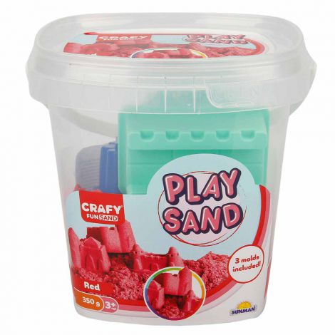 Nisip senzorial modelabil Fun Sand 350 gr Rosu si 3 unelte de modelat CRAFY CFS01000451