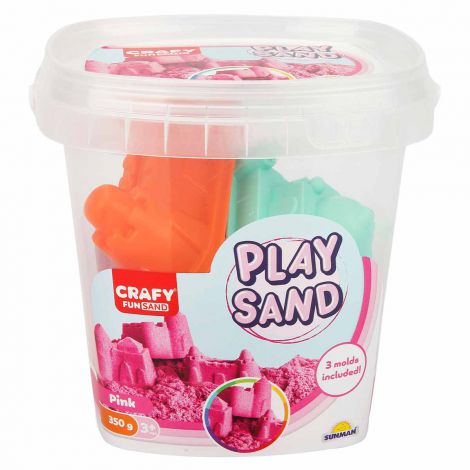 Nisip senzorial modelabil Fun Sand 350 gr Roz si 3 unelte de modelat CRAFY CFS01000452 - poza 1