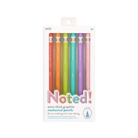 Notat! - Creioane mecanice grafit extra gros - set de 6, cu citate motivationale - poza 1