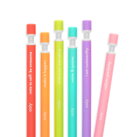 Notat! - Creioane mecanice grafit extra gros - set de 6, cu citate motivationale - poza 3