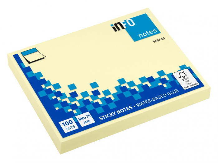 Notes adeziv Yellow,100file,75x100 mm