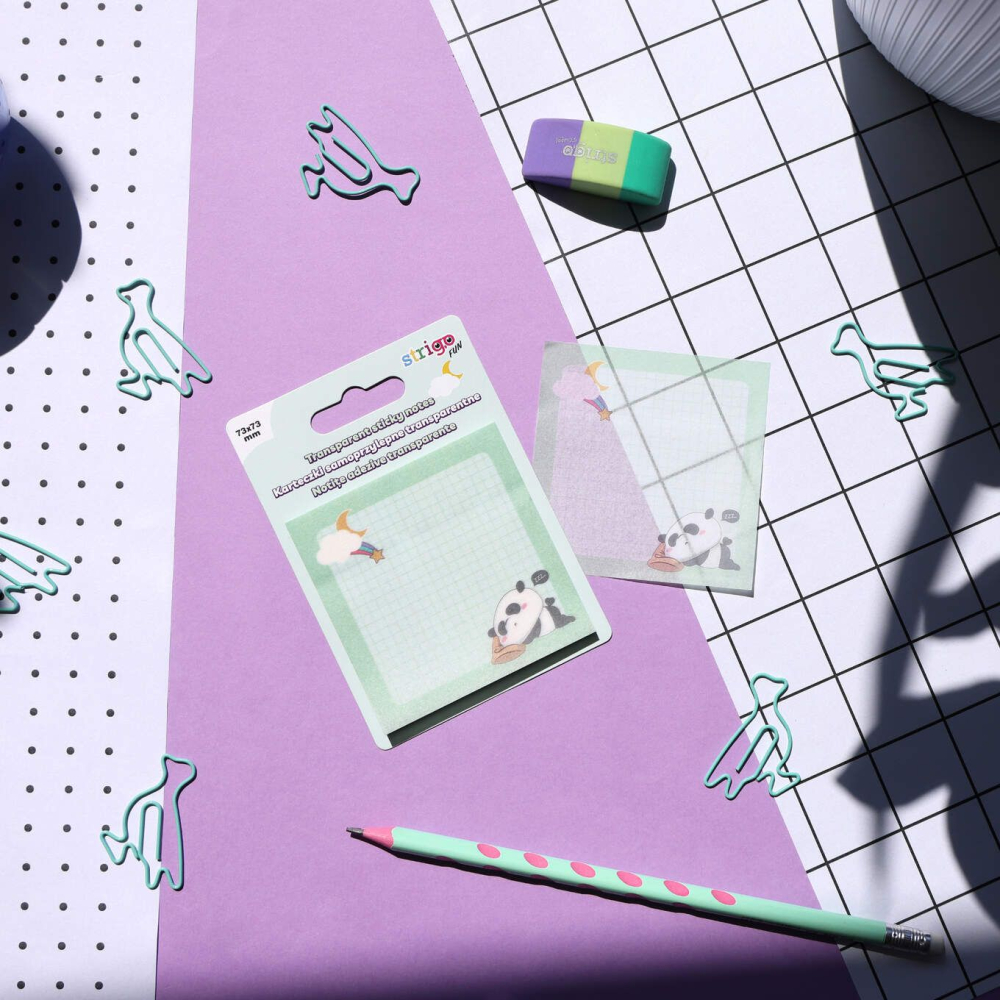Notite adezive transparente 73A 73 mm, 50 file, Strigo menta pastel