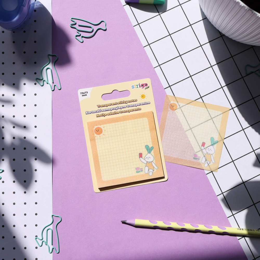 Notite adezive transparente 73A 73 mm, 50 file, Strigo peach pastel