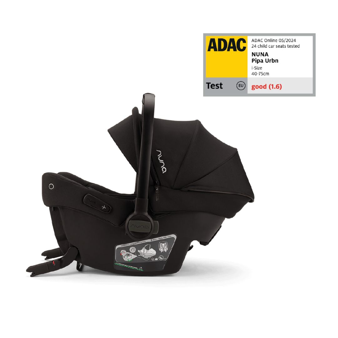 Nuna - Scoica auto cu ISOFIX integrat, PIPA urbn Caviar, 40-75 cm, testata ADAC