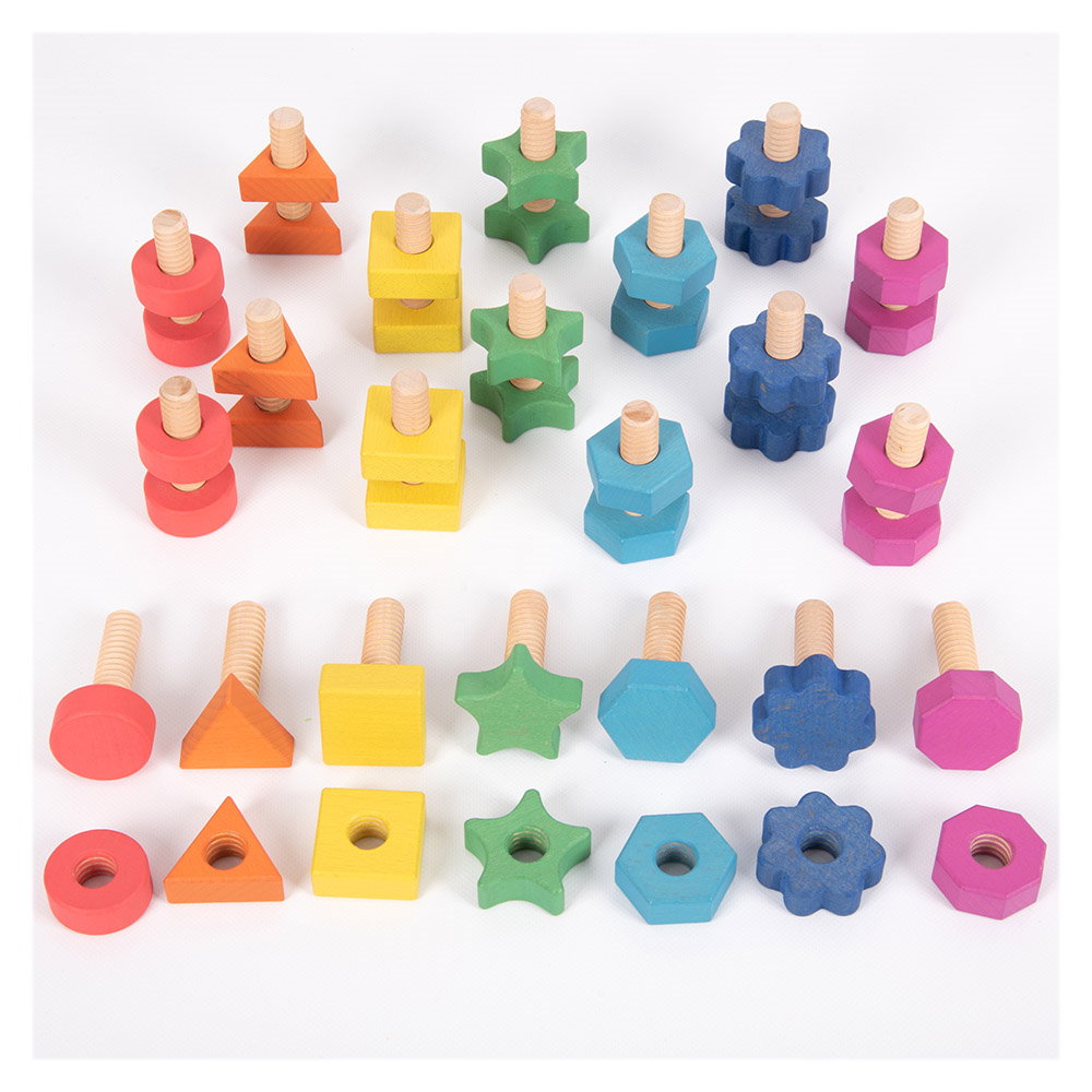 Nuts Bolts, set suruburi si piulite din lemn, TickiT multicolor