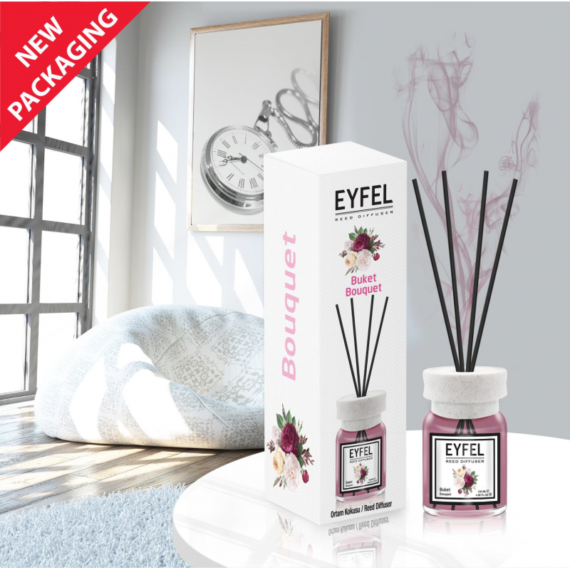 Odorizant camera cu betisoare, aroma de buchet flori, 120ml,Eyfel