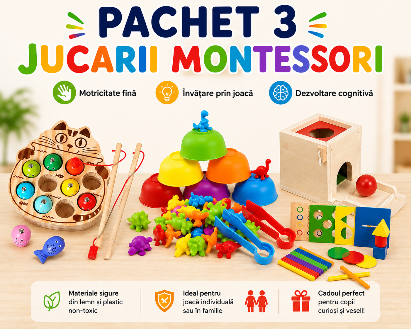 Pachet Montessori 3 jucarii - Joaca Inteligenta