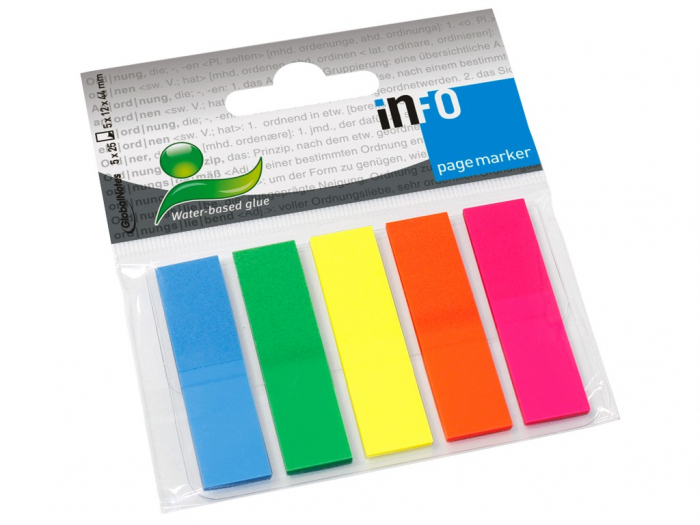 PageMarker film color,plastic inscriptionabil,12 x 44 mm