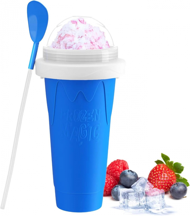Pahar pentru Facut Slushy, MilkShake si Suc Inghetat - Albastru