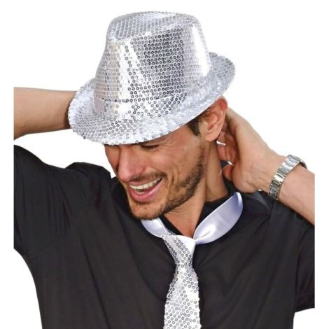 Palarie fedora paiete argintii - poza 2