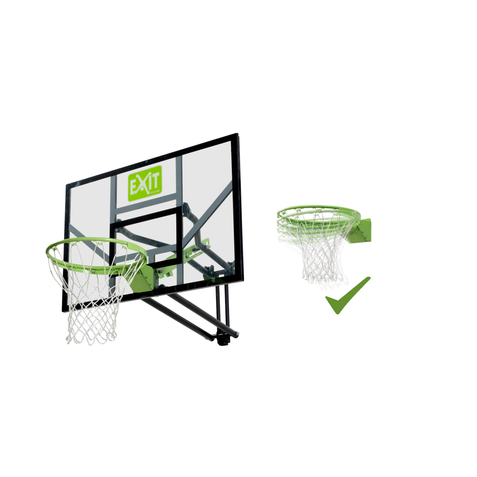 Panou de baschet pentru perete cu inel pentru slam dunk, Galaxy - verde negru, Exit Toys