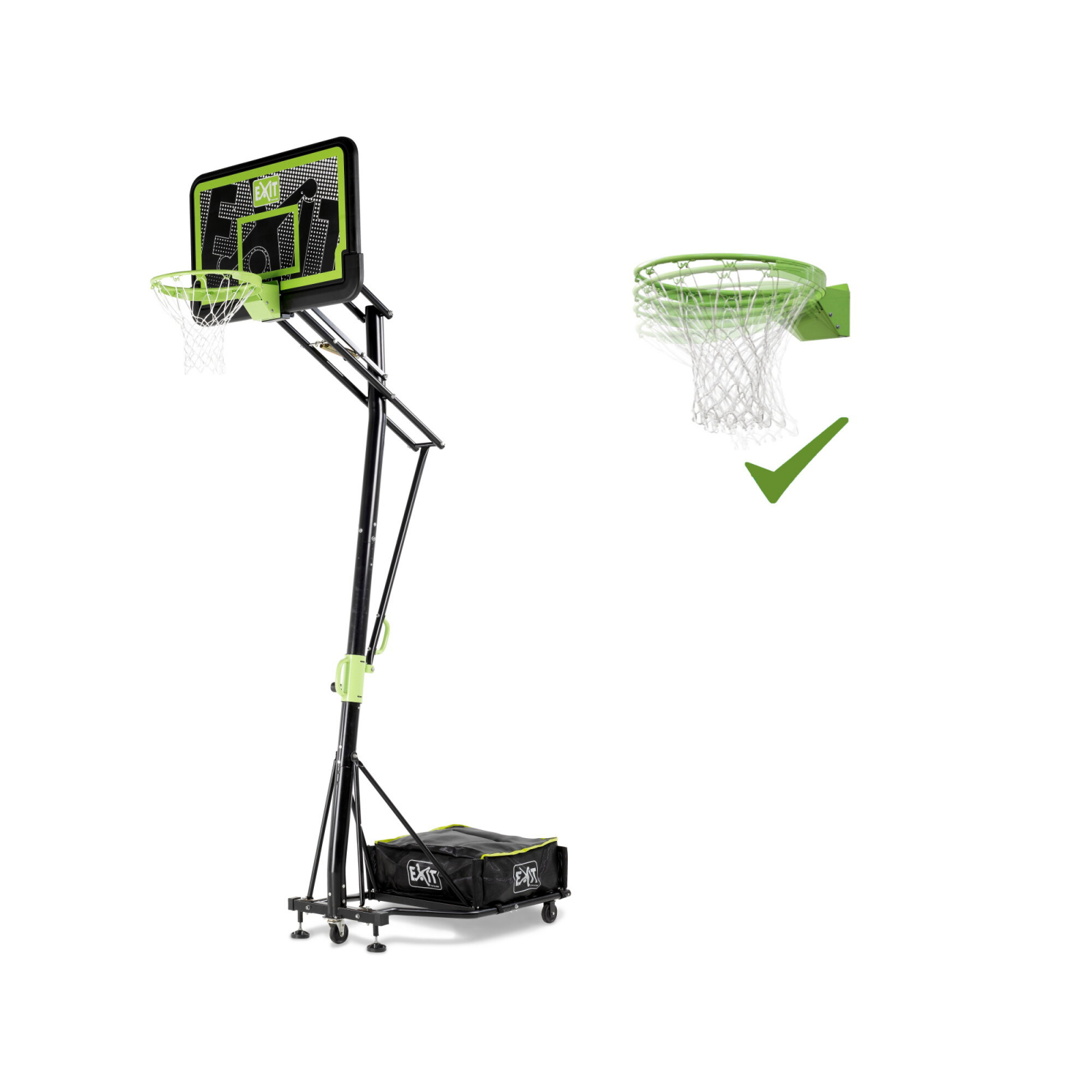 Panou de baschet portabil pe roti cu inel pentru slam dunk, Galaxy - negru, Exit Toys