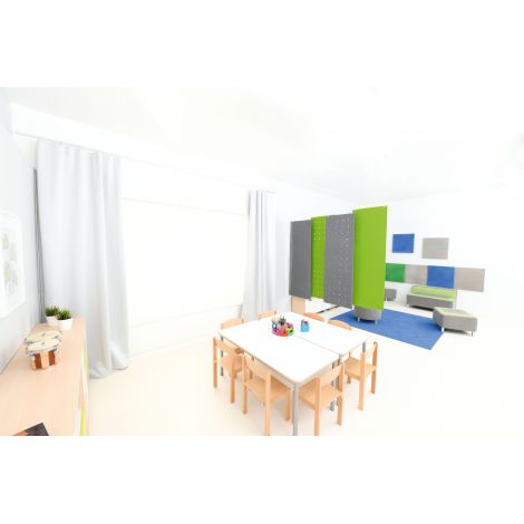 Panou rectangular verde cu gauri pentru reducerea zgomotului in clasa - poza 4