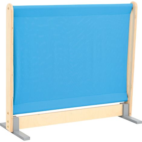 Panou separator, lemn si textil, bleu-gri, cresa si gradinita