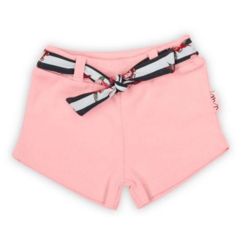 Pantalon scurt cu cordon cu dungi si flori Nicol NANA Roz marimea 110 - poza 1