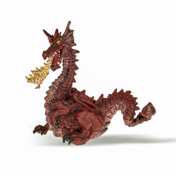 Papo figurina dragon rosu cu flacara