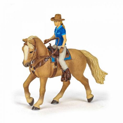 Papo Figurina Set Cowgirl (vacarita) Pe Cal Usa - poza 1