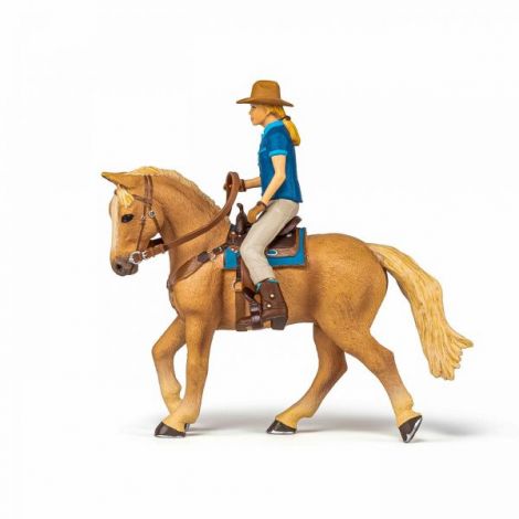 Papo Figurina Set Cowgirl (vacarita) Pe Cal Usa - poza 2