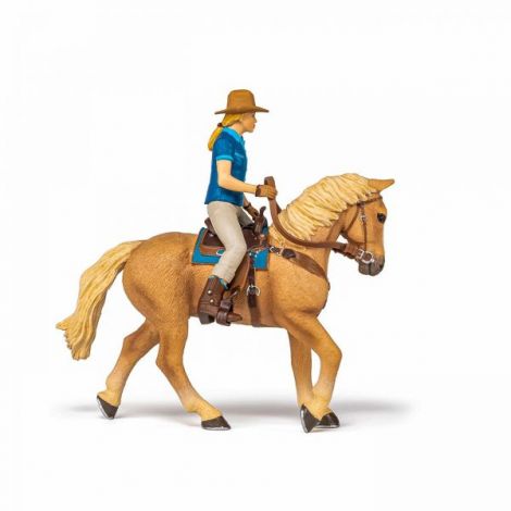 Papo Figurina Set Cowgirl (vacarita) Pe Cal Usa - poza 3