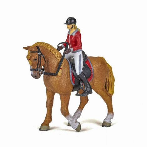 Papo Figurina Set Echitatie Cal Si Jocherita In Jacheta Rosie - poza 1