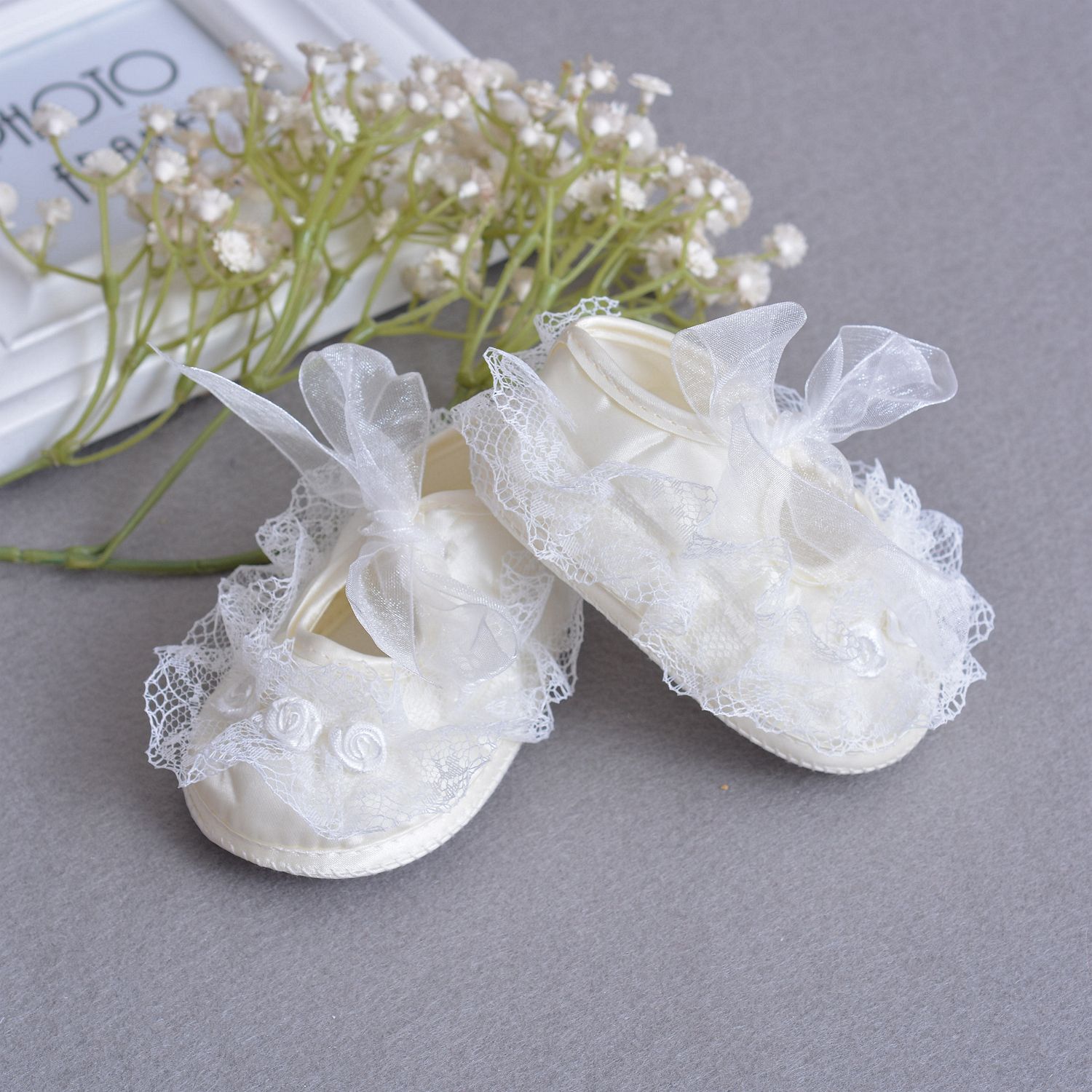 Papuci Bebe Rose Crem - 13 cm - poza 1