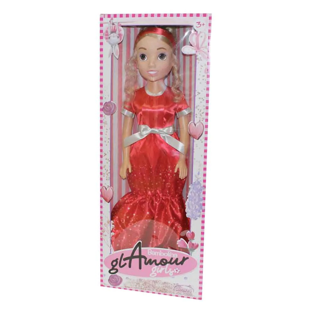 Papusa Bambolina Glamour Girls 80 cm cu rochie rosie - poza 2