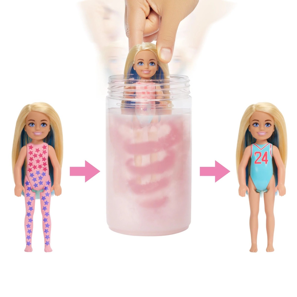 Papusa Barbie Chelsea Colour Reveal Sporty Totally Denim - poza 3
