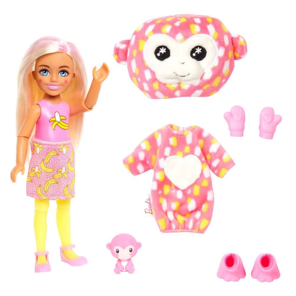 Papusa Barbie Chelsea Cutie Reveal Jungle Friends Maimuta 13 cm - poza 2