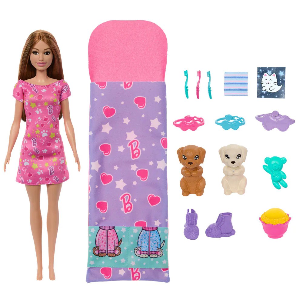 Papusa Barbie cu 2 catelusi Barbie Petrecere in Pijamale - poza 1