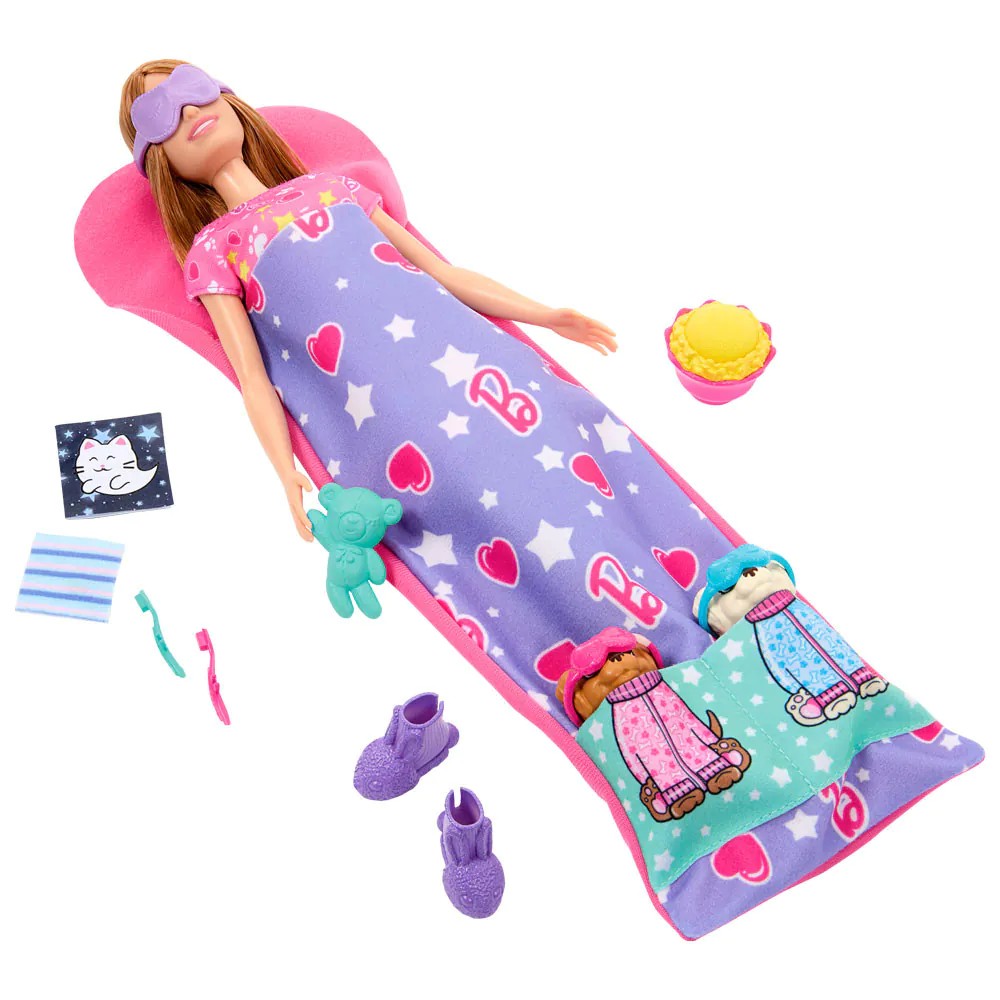 Papusa Barbie cu 2 catelusi Barbie Petrecere in Pijamale - poza 5