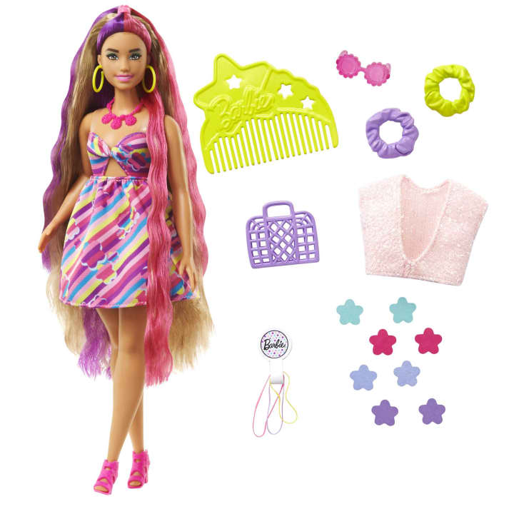 Papusa Barbie cu accesorii Tottaly Hair Flowers - poza 1