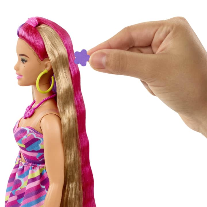 Papusa Barbie cu accesorii Tottaly Hair Flowers - poza 5