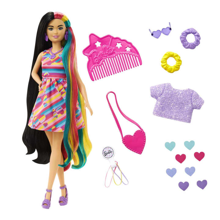 Papusa Barbie cu accesorii Tottaly Hair Heart - poza 1