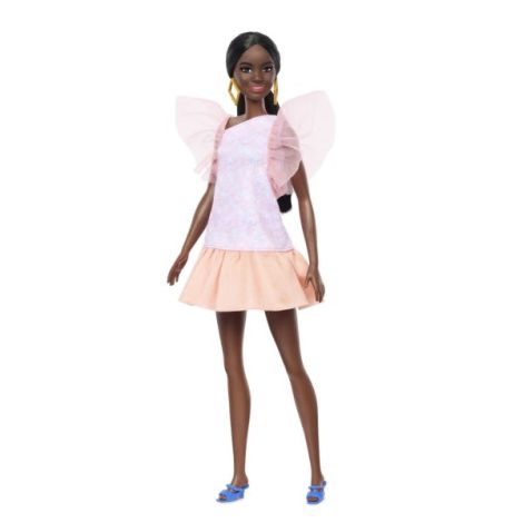 Papusa Barbie Fashionista Afro-americana Cu Rochie Peach - poza 2