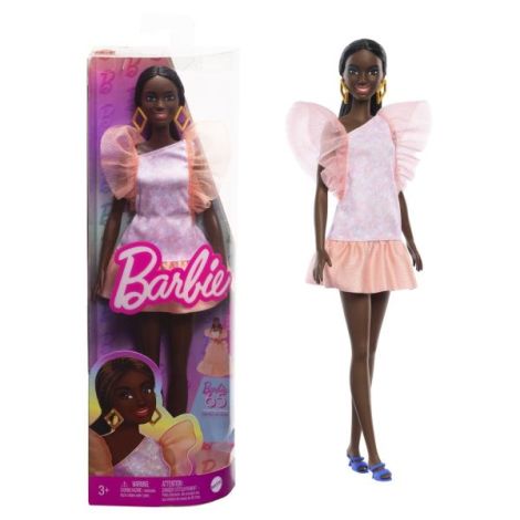 Papusa Barbie Fashionista Afro-americana Cu Rochie Peach - poza 5