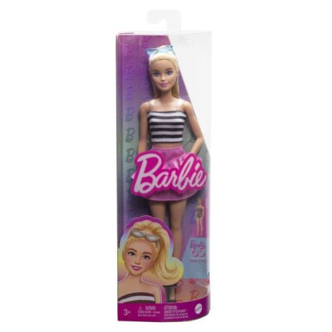 Papusa Barbie Fashionista Blonda Cu Parul Prin In Coada Si Fusta Roz - poza 1