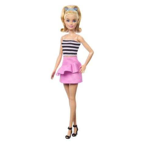 Papusa Barbie Fashionista Blonda Cu Parul Prin In Coada Si Fusta Roz - poza 2