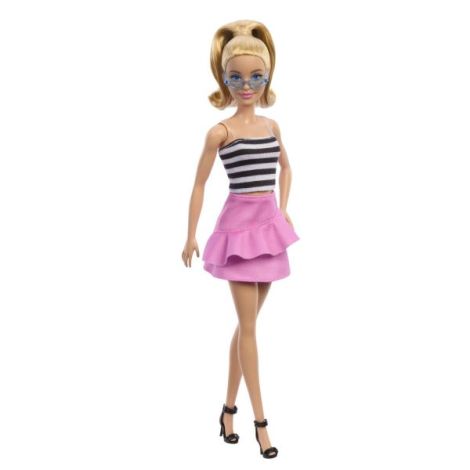 Papusa Barbie Fashionista Blonda Cu Parul Prin In Coada Si Fusta Roz - poza 5