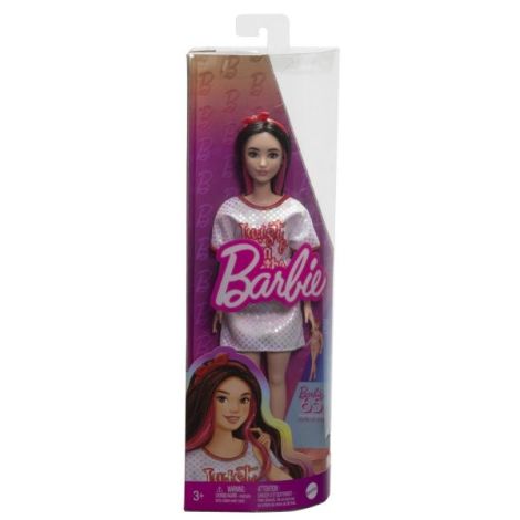 Papusa Barbie Fashionista Bruneta Cu Rochita Sport - poza 1