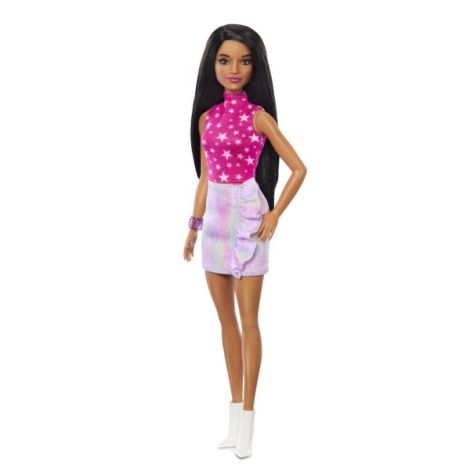 Papusa Barbie Fashionista Bruneta Cu Top Cu Stelute - poza 2